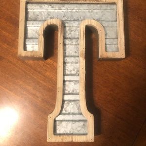 Galvanized and wood letter T
